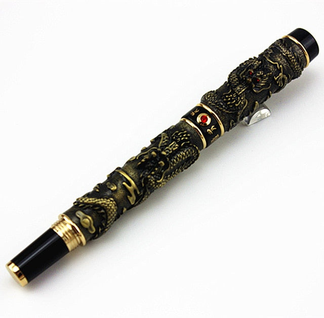 AAA JINHAO brand gray double Dragon embossment roller ball pen