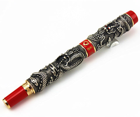 AAA JINHAO brand gray double Dragon embossment roller ball pen