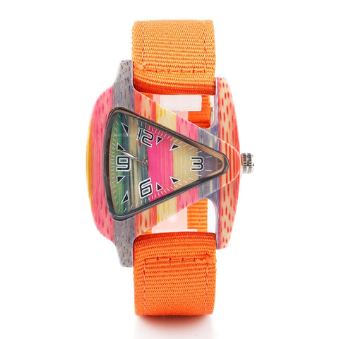 ALK pride rainbow Bamboo wood wristwatch