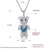 Ayowei bear shape 925 sterling silver blue zircon pendant necklace