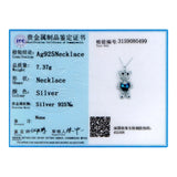 Ayowei bear shape 925 sterling silver blue zircon pendant necklace