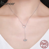 BAMOER 925 Sterling Silver Square Honeycomb Busy Bee Women Pendant Necklace