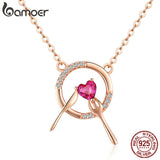 BAMOER Rose Gold Color Heart Spoon Choker Necklace