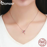 BAMOER Rose Gold Color Heart Spoon Choker Necklace