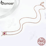 BAMOER Rose Gold Color Heart Spoon Choker Necklace
