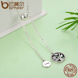 BAMOER Genuine 925 Sterling Silver Tree of Life & House Letter Link Chain Necklaces & Pendants