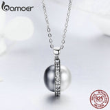 BAMOER 925 Sterling Silver Black and White Dazzling Clear Chain Pendant Necklace