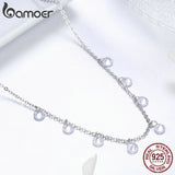 925 Sterling Silver Dazzling Cubic Zircon Round Circle Pendant Necklaces