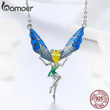 BAMOER 925 Sterling Silver Lovely Fairy Crystal Pendant Necklace