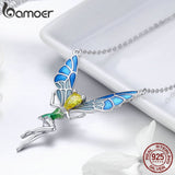 BAMOER 925 Sterling Silver Lovely Fairy Crystal Pendant Necklace