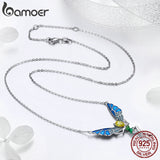 BAMOER 925 Sterling Silver Lovely Fairy Crystal Pendant Necklace