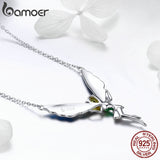 BAMOER 925 Sterling Silver Lovely Fairy Crystal Pendant Necklace