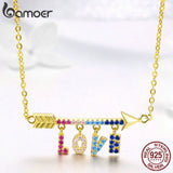 BAMOER 925 Sterling Silver Valentines Love Letter Arrow Pendant Necklaces