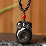 Beautiful and colorful obsidian carved Chinese dragon pixiu Pendant necklace