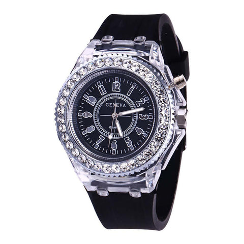 Transparent Neutral Quartz Luminous Rhinestone Watch