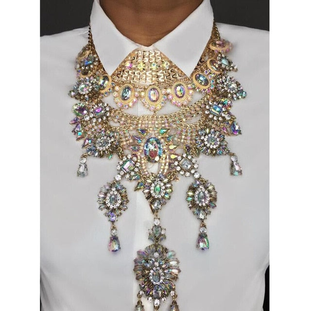 Multicolor Charm Bohemian Wedding Shiny Choker Necklace