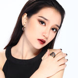 Big Black Multi colorful crystal Ring