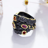 Big Black Multi colorful crystal Ring
