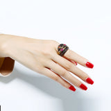 Big Black Multi colorful crystal Ring