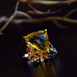 Big Golden color Triangle shape zirconia anti allergy Lovely Large rings