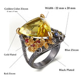 Big Golden color Triangle shape zirconia anti allergy Lovely Large rings
