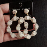 Big Round Nature Stone Fashion Statement Earrings