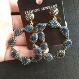 Big Round Nature Stone Fashion Statement Earrings