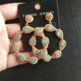 Big Round Nature Stone Fashion Statement Earrings