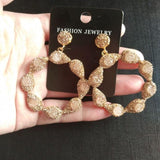 Big Round Nature Stone Fashion Statement Earrings