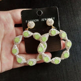 Big Round Nature Stone Fashion Statement Earrings