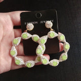 Big Round Nature Stone Fashion Statement Earrings