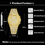 Luxury Unique Diamond Gold Quartz Iced Arabic Watch