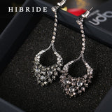 Black Gun Plated Dangle Rhinestone Crystal Earrings HIBRIDE E-243