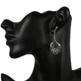 Black Gun Plated Dangle Rhinestone Crystal Earrings HIBRIDE E-243