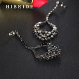 Black Gun Plated Dangle Rhinestone Crystal Earrings HIBRIDE E-243