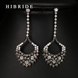 Black Gun Plated Dangle Rhinestone Crystal Earrings HIBRIDE E-243