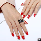 Black gold round crystal cubic zirconia stones brass metal circle rock ring