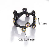 Black Round Cubic Zirconia Crystal Design Rings