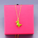 Boshuolin Juicy Mini-Small Qinglong Glaze Green Lovely Small Dinosaur Necklace