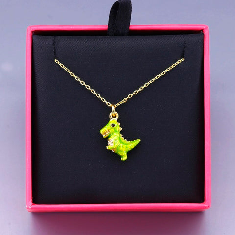 Boshuolin Juicy Mini-Small Qinglong Glaze Green Lovely Small Dinosaur Necklace