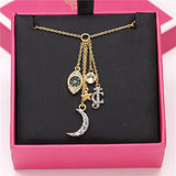 Boshuolin Juicy Turkey Blue Eyes  Moon Stars Single Zircon Logo Clavicle Chain Necklace