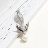 Brand Crystal Rhinestones Pave Fox With Baby Brooches