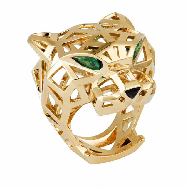 Panther Head Jewelry Green Eyes Leopard Rings