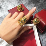 Panther Head Jewelry Green Eyes Leopard Rings