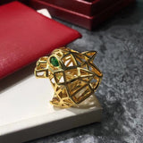 Panther Head Jewelry Green Eyes Leopard Rings