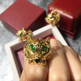 Panther Head Jewelry Green Eyes Leopard Rings