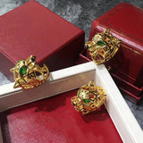 Panther Head Jewelry Green Eyes Leopard Rings