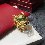 Panther Head Jewelry Green Eyes Leopard Rings