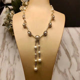 Simulated-pearl Neckalce Light Gold Chain