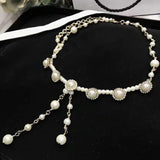 Simulated-pearl Neckalce Light Gold Chain